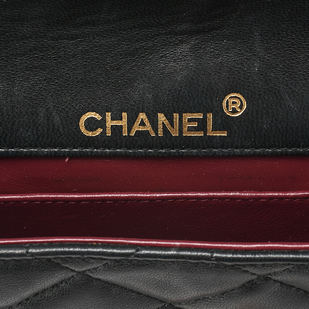 CHANEL Lambskin Matelasse Coco Mark Single Flap Rhinestone Chain Shoulder Black Gold-Tone Hardware, Pre-Owned