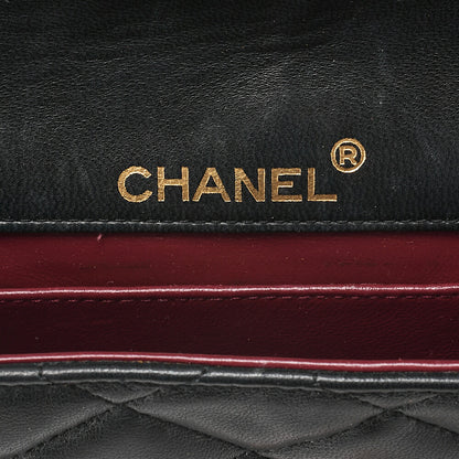 CHANEL Lambskin Matelasse Coco Mark Single Flap Rhinestone Chain Shoulder Black Gold-Tone Hardware, Pre-Owned