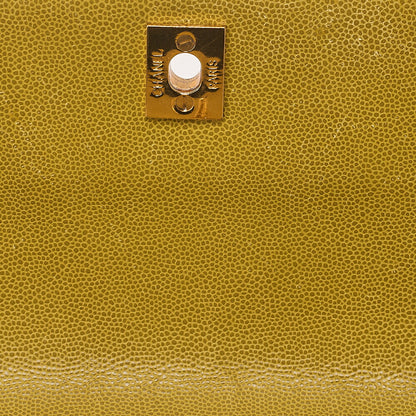 CHANEL Caviar Skin Matelasse Trapezoid Single Shoulder Bag Yellow Gold-Tone Hardware, Pre-Owned