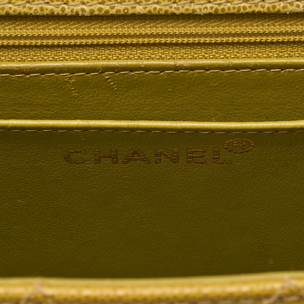 CHANEL Caviar Skin Matelasse Trapezoid Single Shoulder Bag Yellow Gold-Tone Hardware, Pre-Owned