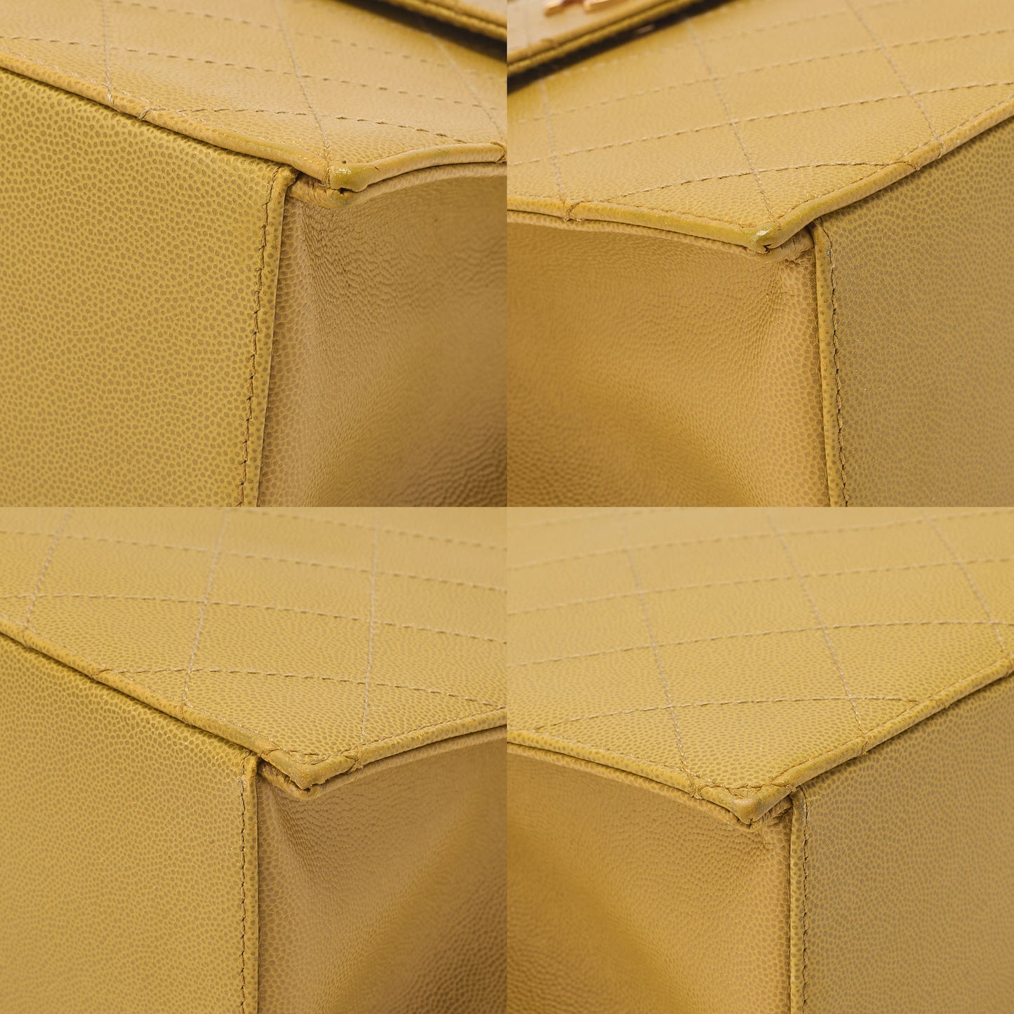 CHANEL Caviar Skin Matelasse Trapezoid Single Shoulder Bag Yellow Gold-Tone Hardware, Pre-Owned