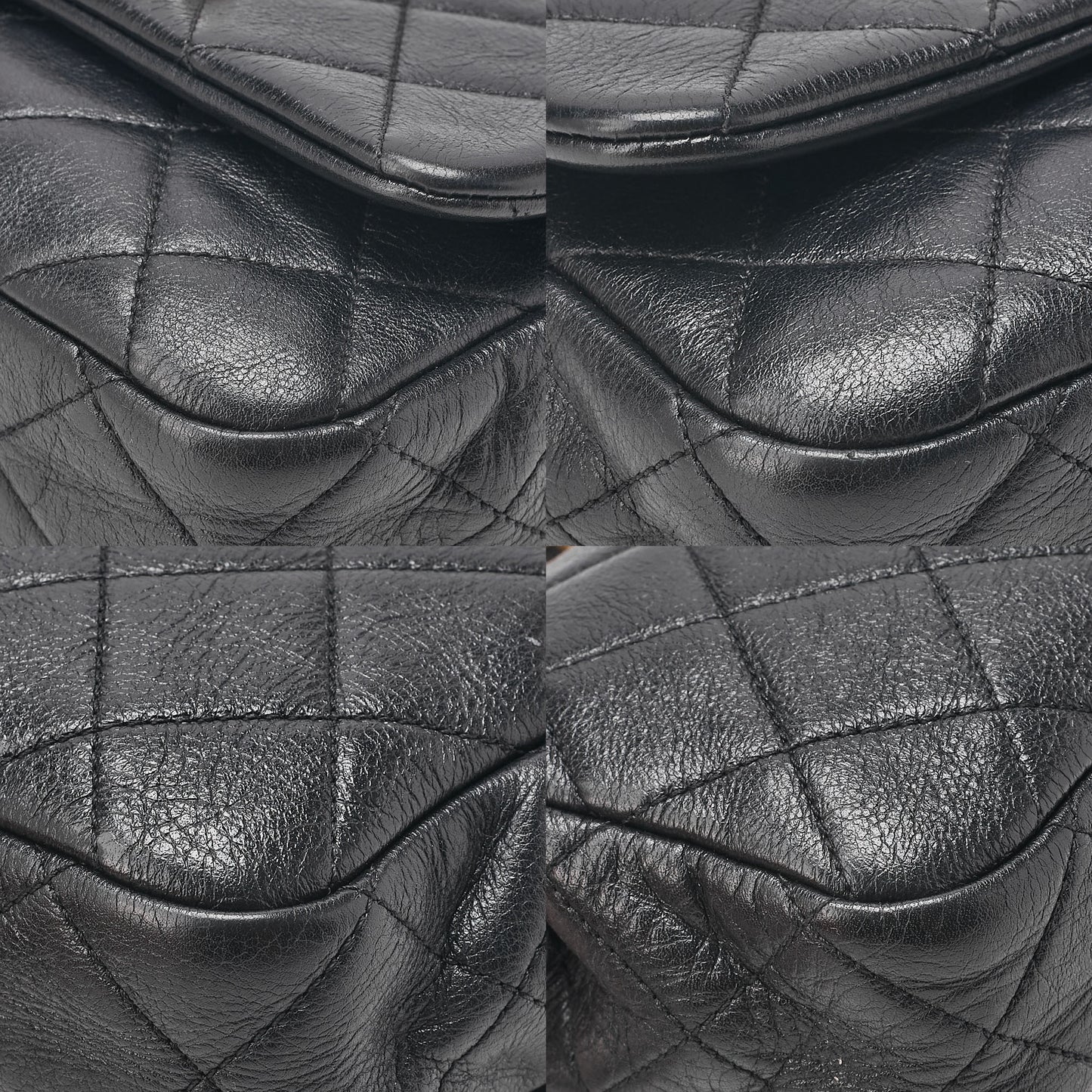 CHANEL Lambskin Matelasse Coco Mark Fic Pearl Chain Shoulder Black Gold-Tone Hardware, Pre-Owned