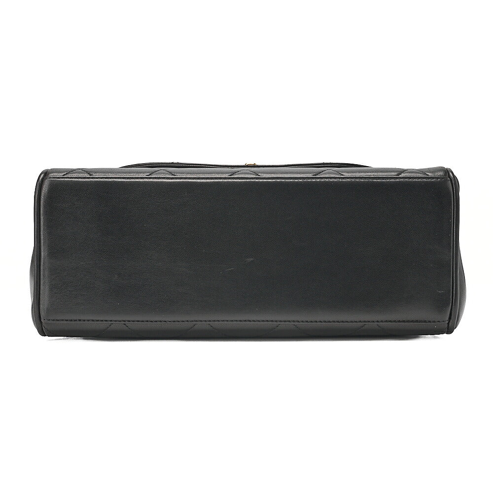 CHANEL Lambskin Matelasse Turn Lock Round Flap Trapezoidal Chain Hand Black Gold-Tone Hardware, Pre-Owned