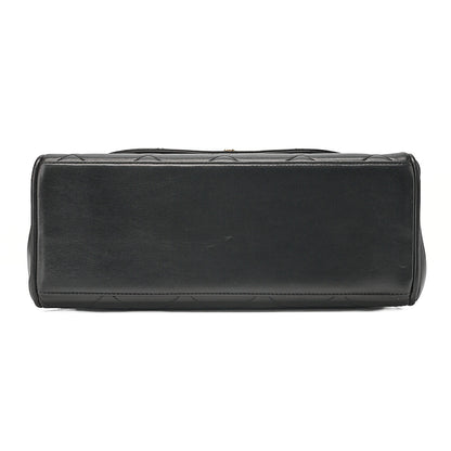 CHANEL Lambskin Matelasse Turn Lock Round Flap Trapezoidal Chain Hand Black Gold-Tone Hardware, Pre-Owned