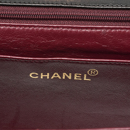 CHANEL Lambskin Matelasse Turn Lock Round Flap Trapezoidal Chain Hand Black Gold-Tone Hardware, Pre-Owned