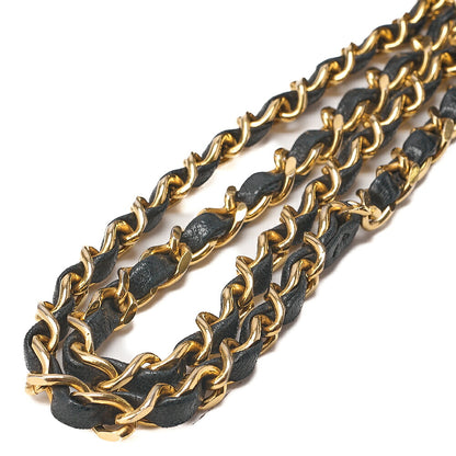 CHANEL Lambskin Matelasse 25cm Square Double Flap Chain Shoulder Black Gold-Tone Hardware, Pre-Owned