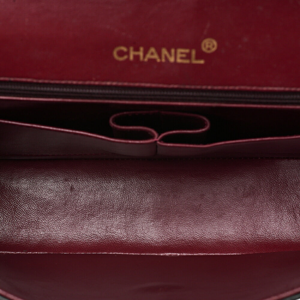 CHANEL Lambskin Matelasse 25cm Square Double Flap Chain Shoulder Black Gold-Tone Hardware, Pre-Owned