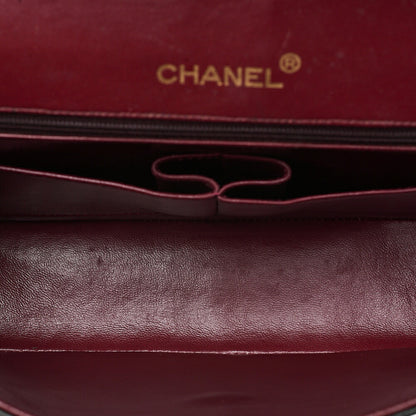 CHANEL Lambskin Matelasse 25cm Square Double Flap Chain Shoulder Black Gold-Tone Hardware, Pre-Owned