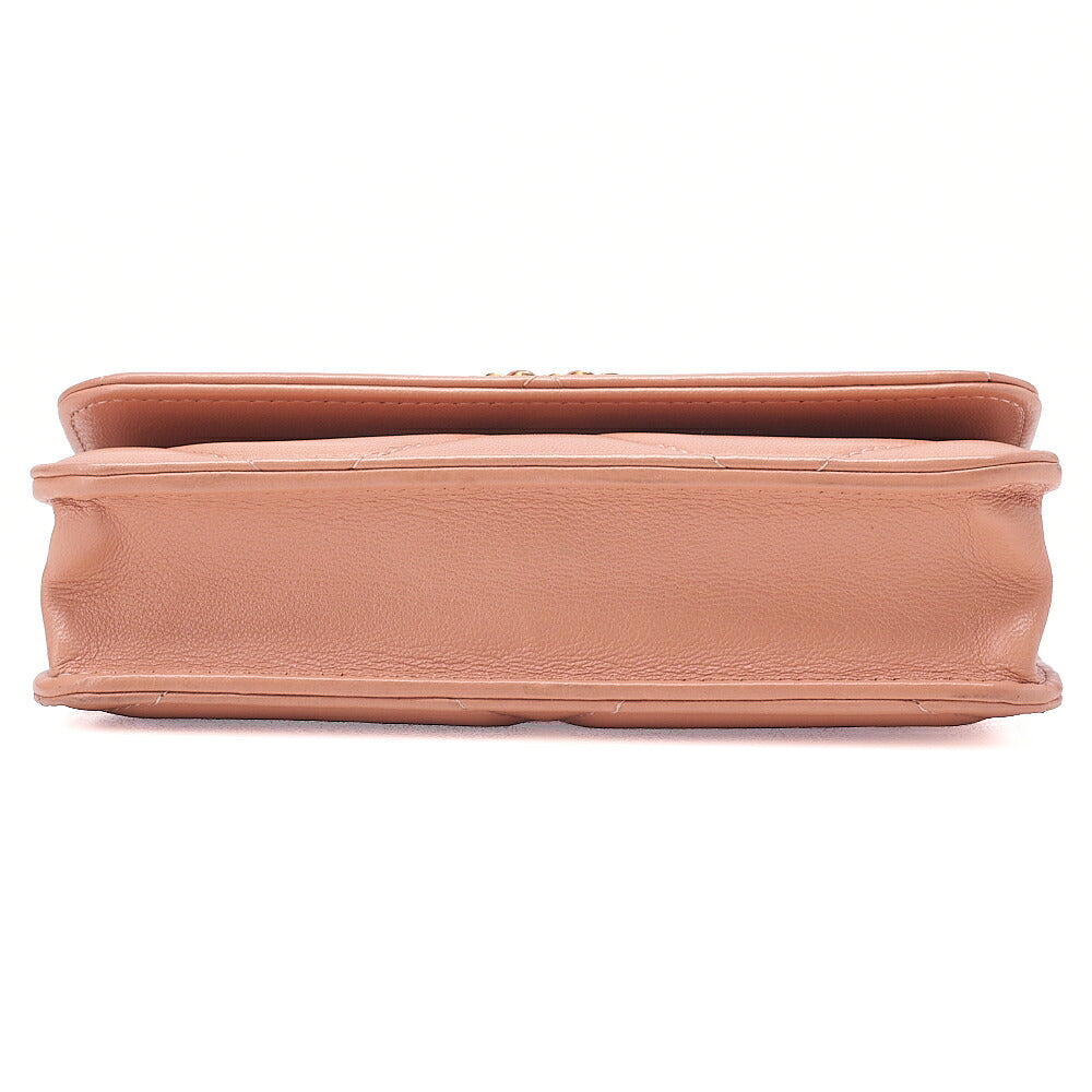 CHANEL Chanel 19 Lambskin Matelasse Chain Wallet 2WAY Salmon Pink (Gold x Silver-Tone Hardware, Pre-Owned