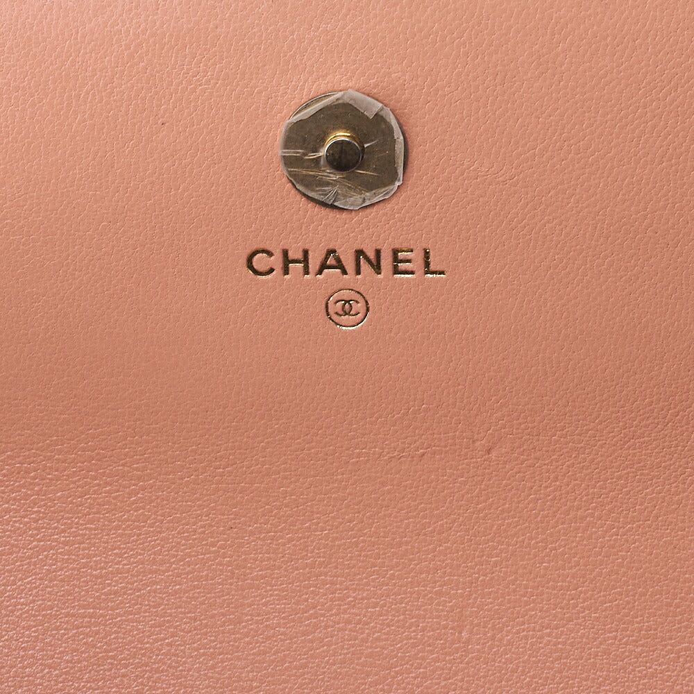 CHANEL Chanel 19 Lambskin Matelasse Chain Wallet 2WAY Salmon Pink (Gold x Silver-Tone Hardware, Pre-Owned