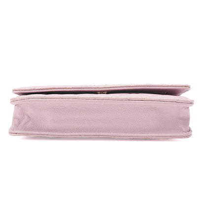 CHANEL Caviar Skin Matelasse Chain Wallet Pink Gold-Tone Hardware, Pre-Owned