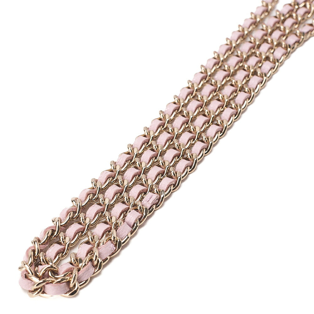 CHANEL Caviar Skin Matelasse Chain Wallet Pink Gold-Tone Hardware, Pre-Owned