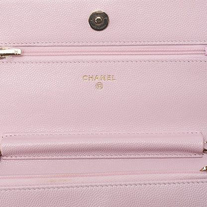 CHANEL Caviar Skin Matelasse Chain Wallet Pink Gold-Tone Hardware, Pre-Owned
