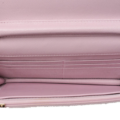 CHANEL Caviar Skin Matelasse Chain Wallet Pink Gold-Tone Hardware, Pre-Owned