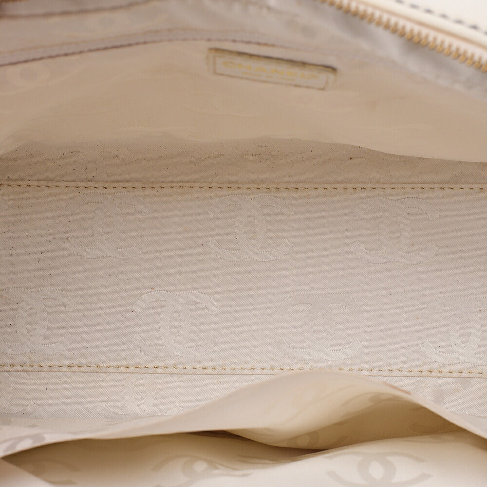 CHANEL Calfskin Coco Mark Wild Stitch Handbag White Gold-Tone Hardware, Pre-Owned