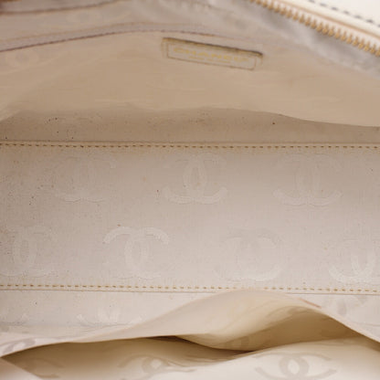 CHANEL Calfskin Coco Mark Wild Stitch Handbag White Gold-Tone Hardware, Pre-Owned
