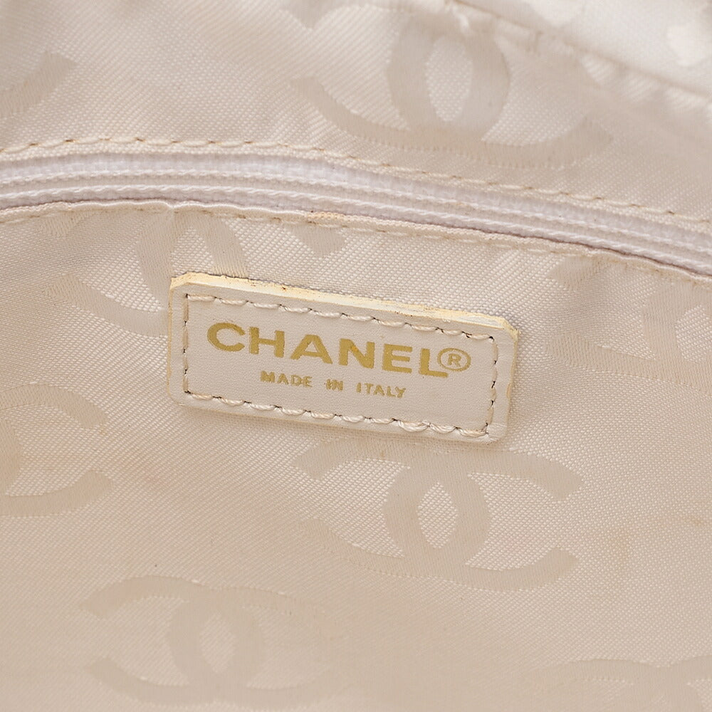 CHANEL Calfskin Coco Mark Wild Stitch Handbag White Gold-Tone Hardware, Pre-Owned