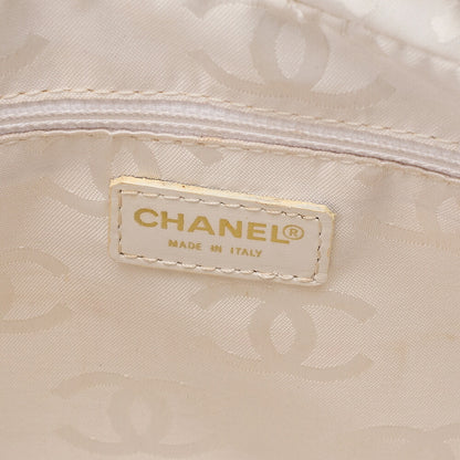 CHANEL Calfskin Coco Mark Wild Stitch Handbag White Gold-Tone Hardware, Pre-Owned