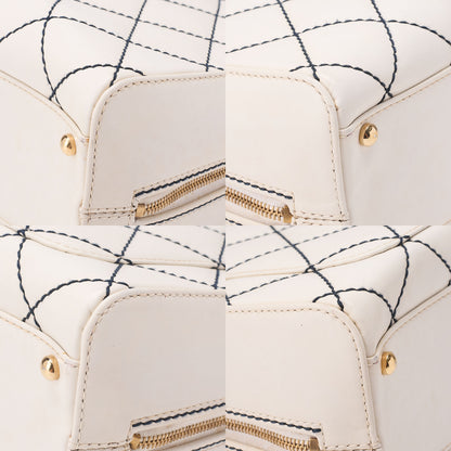 CHANEL Calfskin Coco Mark Wild Stitch Handbag White Gold-Tone Hardware, Pre-Owned
