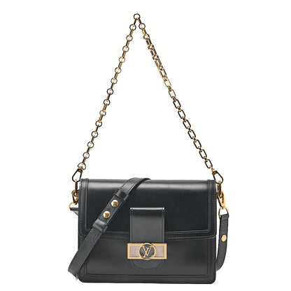 LOUIS VUITTON LV Lock Dauphine MM Shoulder Bag M55821 Black Gold-Tone Hardware, Pre-Owned