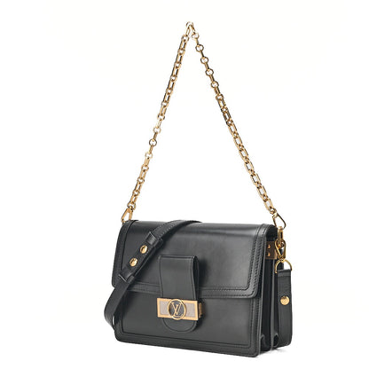 LOUIS VUITTON LV Lock Dauphine MM Shoulder Bag M55821 Black Gold-Tone Hardware, Pre-Owned