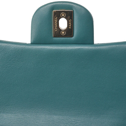 CHANEL Mini Matelasse Chain Shoulder Bag Coco Mark Lambskin Green Gold-Tone Hardware, Pre-Owned