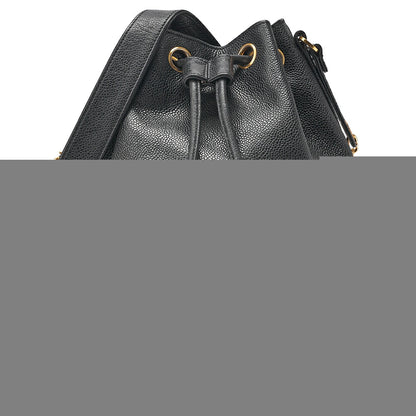 CHANEL Chain Shoulder Bag Caviar Ski Triple Coco Drawstring Ball Charm Black Gold-Tone Hardware, Pre-Owned