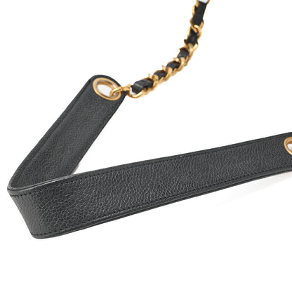 CHANEL Chain Shoulder Bag Caviar Ski Triple Coco Drawstring Ball Charm Black Gold-Tone Hardware, Pre-Owned