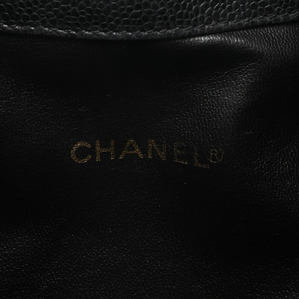 CHANEL Chain Shoulder Bag Caviar Ski Triple Coco Drawstring Ball Charm Black Gold-Tone Hardware, Pre-Owned