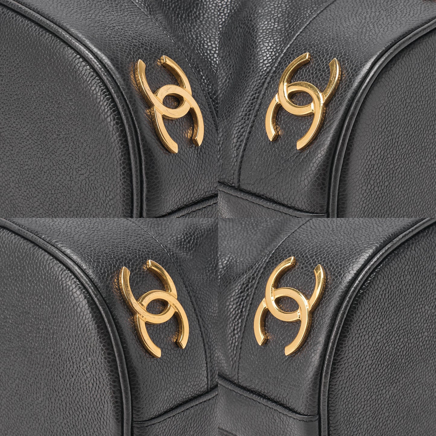 CHANEL Chain Shoulder Bag Caviar Ski Triple Coco Drawstring Ball Charm Black Gold-Tone Hardware, Pre-Owned