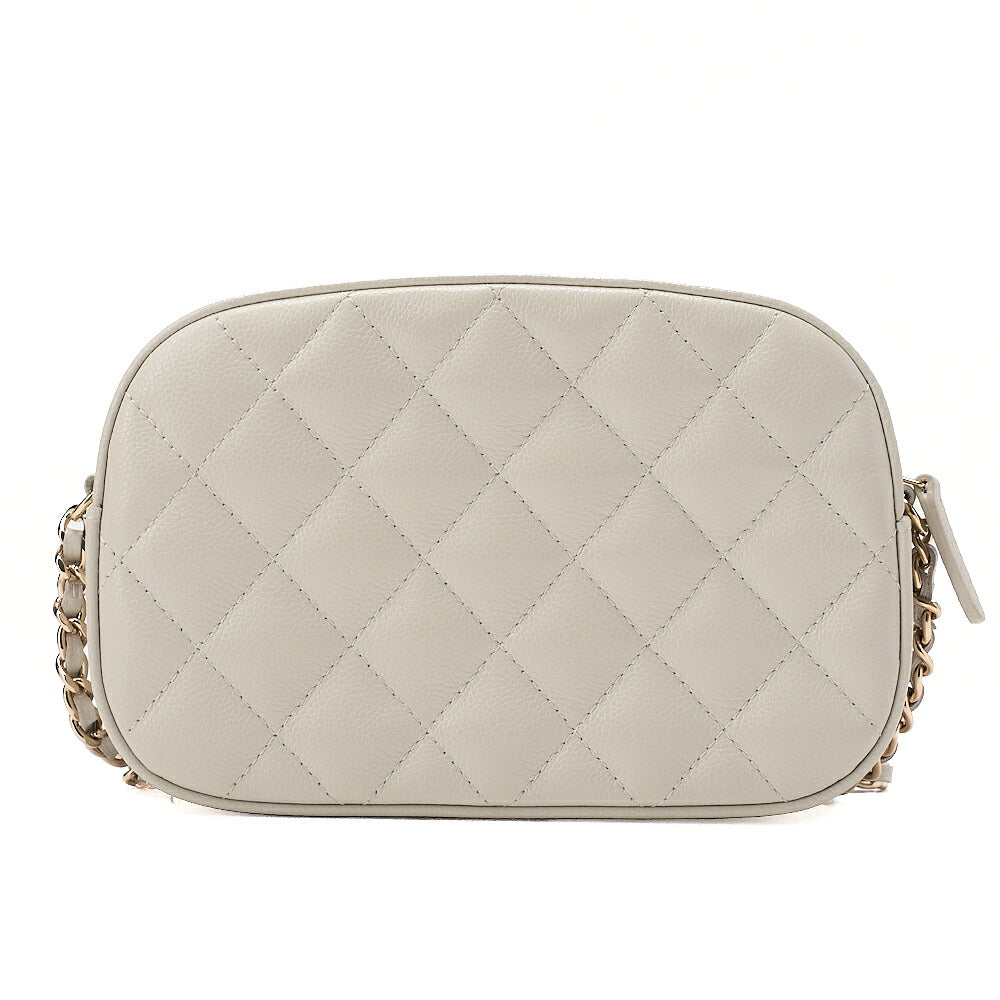 CHANEL Caviar Skin Matelasse Bicolore Chain Wallet Gray Gold-Tone Hardware, Pre-Owned