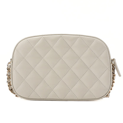 CHANEL Caviar Skin Matelasse Bicolore Chain Wallet Gray Gold-Tone Hardware, Pre-Owned