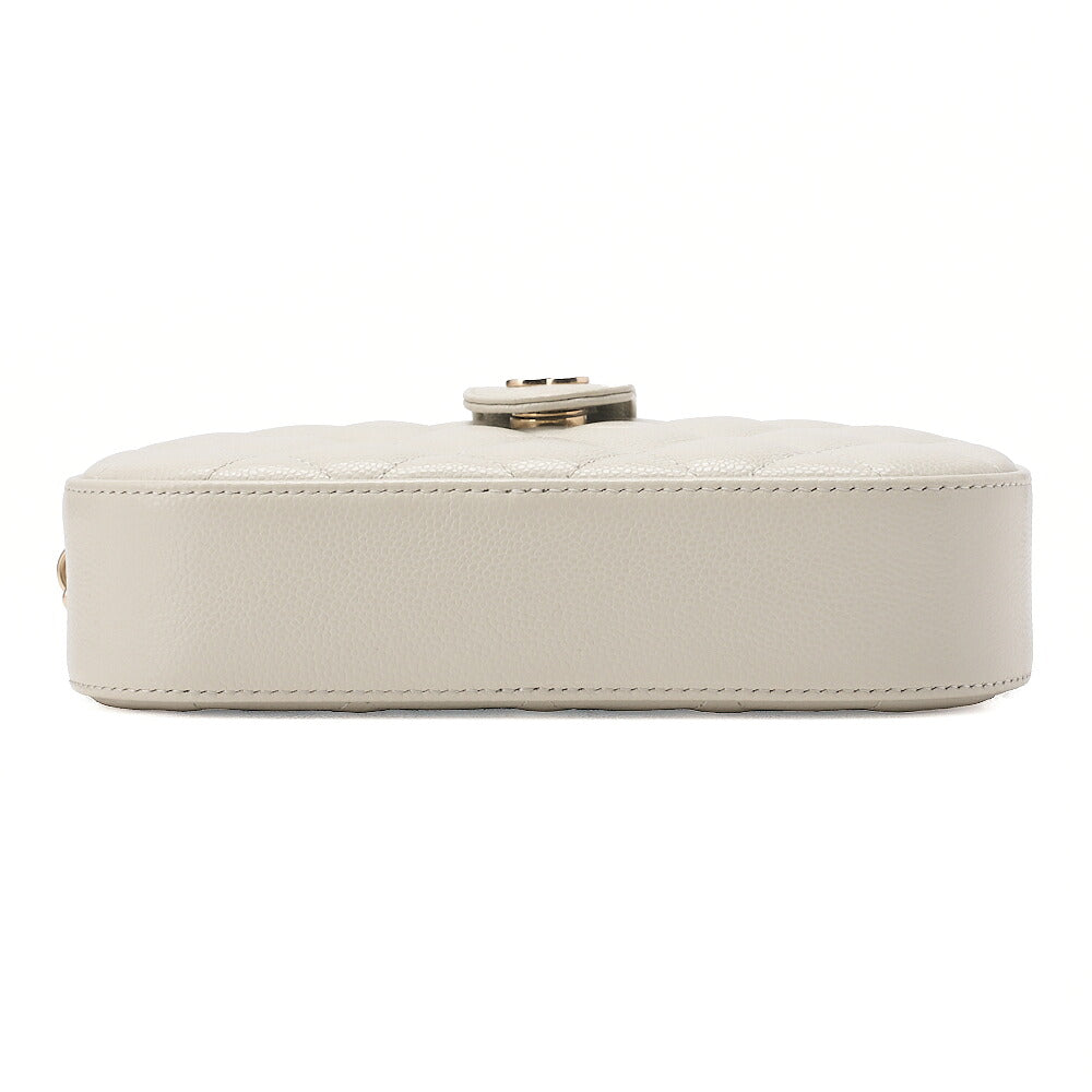 CHANEL Caviar Skin Matelasse Bicolore Chain Wallet Gray Gold-Tone Hardware, Pre-Owned