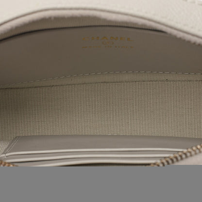 CHANEL Caviar Skin Matelasse Bicolore Chain Wallet Gray Gold-Tone Hardware, Pre-Owned