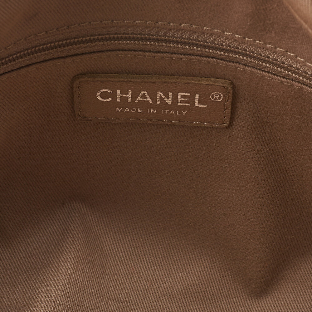 CHANEL Calfskin Wild Stitch Big Coco Double Chain Shoulder Brown Silver-Tone Hardware, Pre-Owned