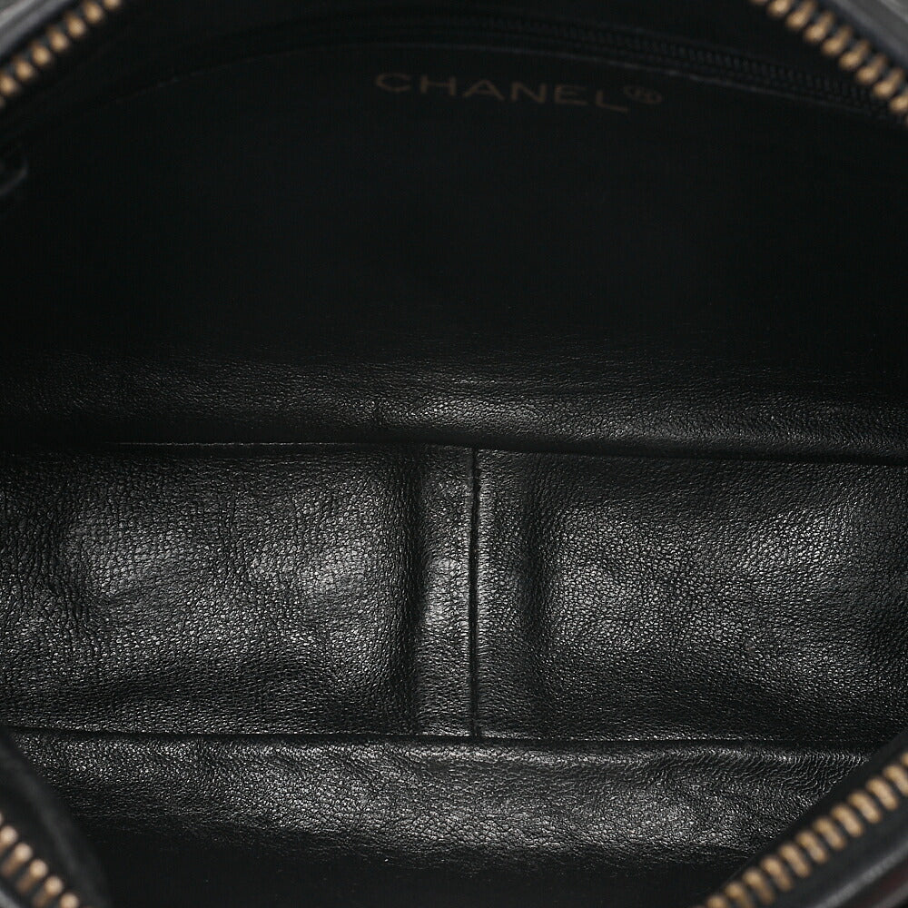 CHANEL Lambskin Coco Mark with Fringe Visual Chain Shoulder Black Gold-Tone Hardware, Pre-Owned