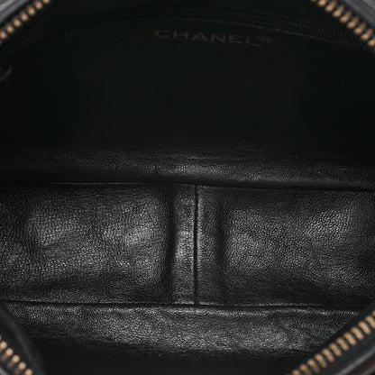 CHANEL Lambskin Coco Mark with Fringe Visual Chain Shoulder Black Gold-Tone Hardware, Pre-Owned