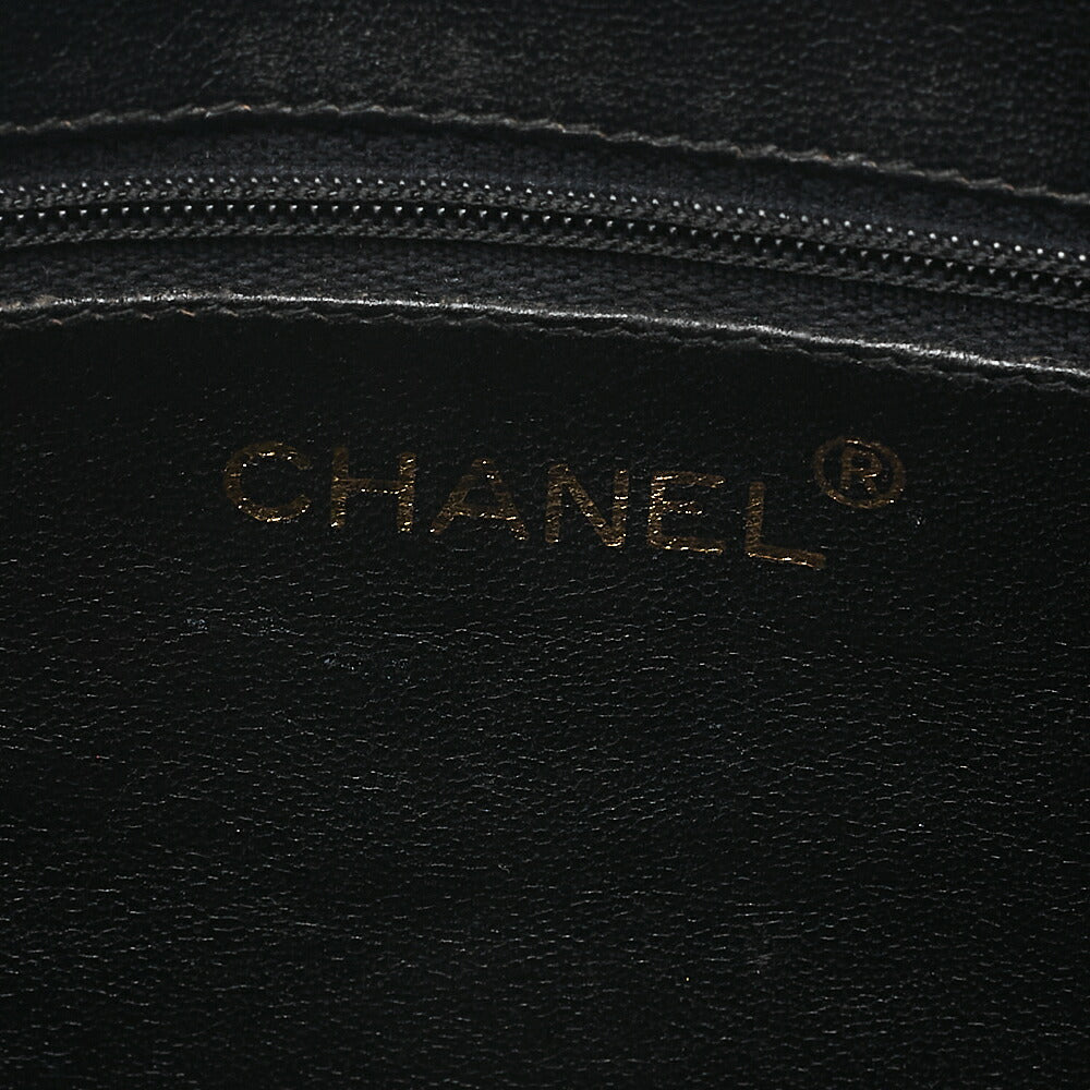 CHANEL Lambskin Coco Mark with Fringe Visual Chain Shoulder Black Gold-Tone Hardware, Pre-Owned