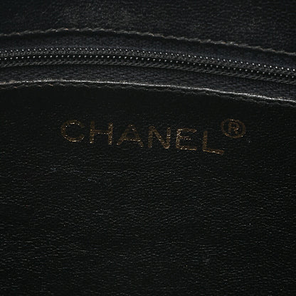 CHANEL Lambskin Coco Mark with Fringe Visual Chain Shoulder Black Gold-Tone Hardware, Pre-Owned