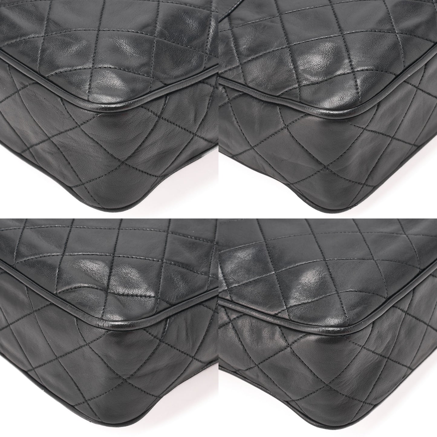 CHANEL Lambskin Coco Mark with Fringe Visual Chain Shoulder Black Gold-Tone Hardware, Pre-Owned