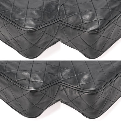 CHANEL Lambskin Coco Mark with Fringe Visual Chain Shoulder Black Gold-Tone Hardware, Pre-Owned