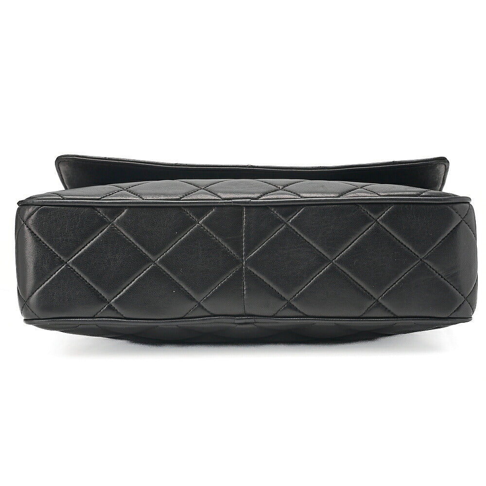 CHANEL Lambskin Matelasse Coco Mark with Fringe O Black One-Shoulder Black Gold-Tone Hardware, Pre-Owned
