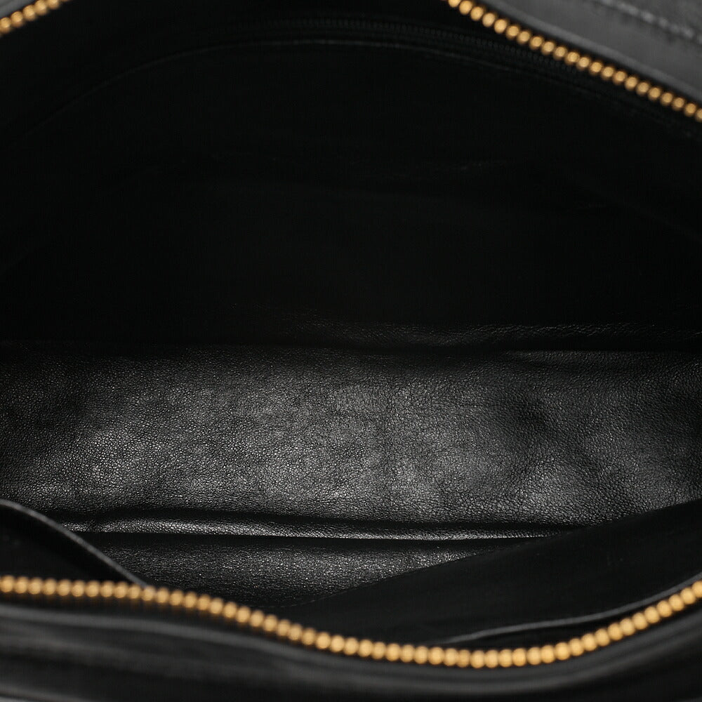 CHANEL Lambskin Matelasse Coco Mark with Fringe O Black One-Shoulder Black Gold-Tone Hardware, Pre-Owned