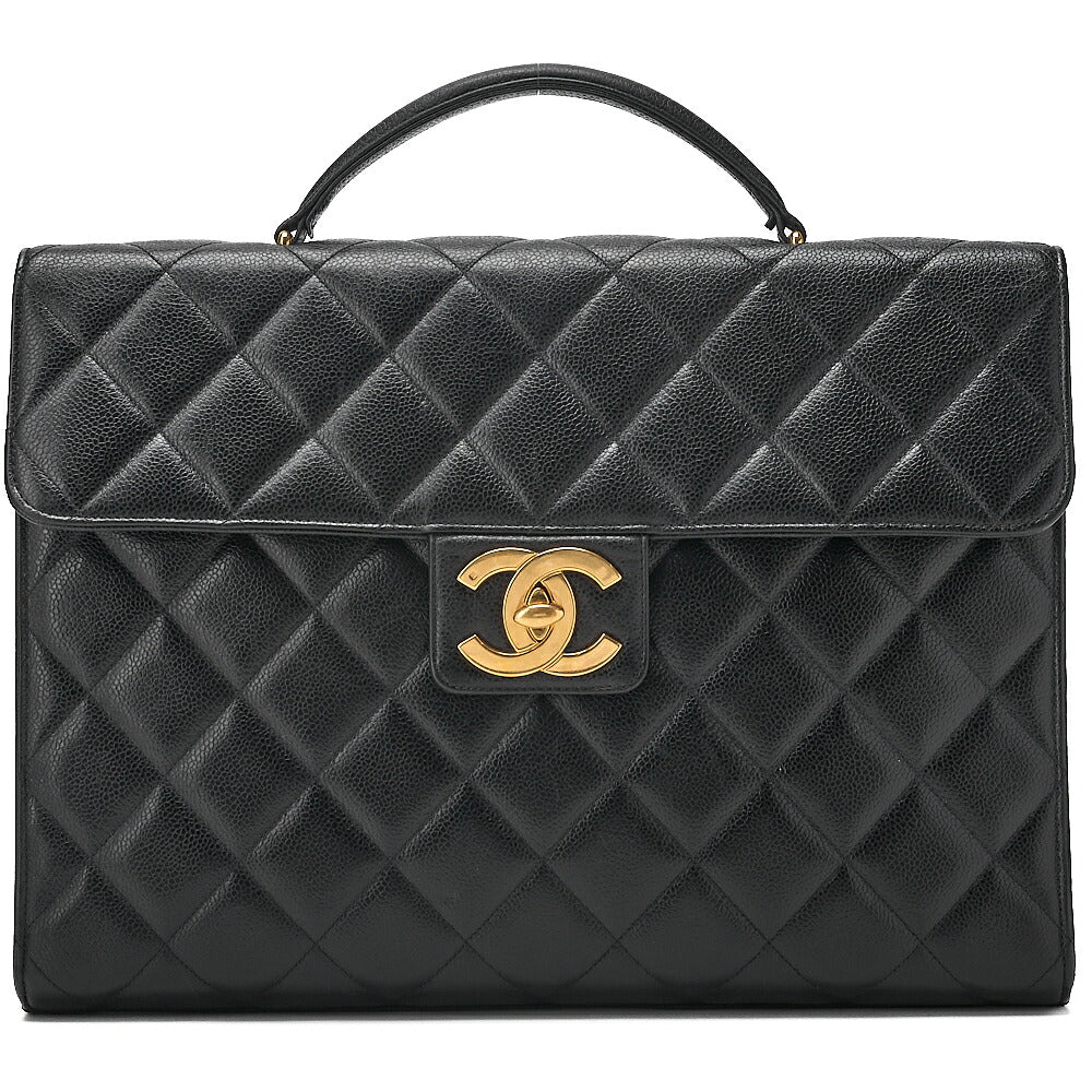 CHANEL Caviar Skin Matelasse Dekacoco Business Bag Black Gold-Tone Hardware, Pre-Owned
