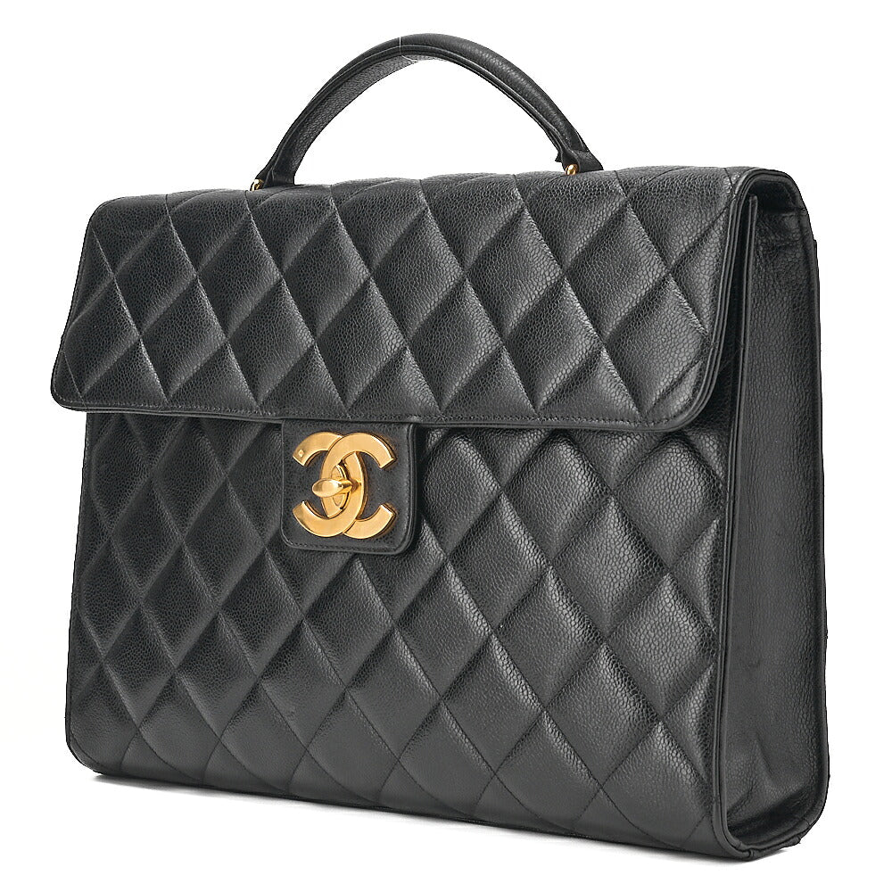 CHANEL Caviar Skin Matelasse Dekacoco Business Bag Black Gold-Tone Hardware, Pre-Owned