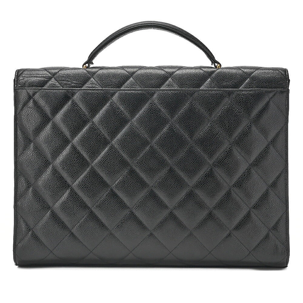 CHANEL Caviar Skin Matelasse Dekacoco Business Bag Black Gold-Tone Hardware, Pre-Owned