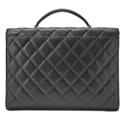 CHANEL Caviar Skin Matelasse Dekacoco Business Bag Black Gold-Tone Hardware, Pre-Owned