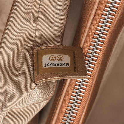 CHANEL Caviar Skin Deka Coco Mark Double Chain Shoulder Beige Orange Silver-Tone Hardware, Pre-Owned
