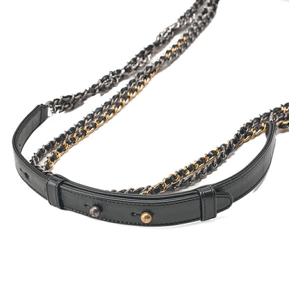 CHANEL Wool x Vintage Calf Gabriel de Chanel Chain Shoulder Navy x Black Gold x Silver-Tone Hardware, Pre-Owned