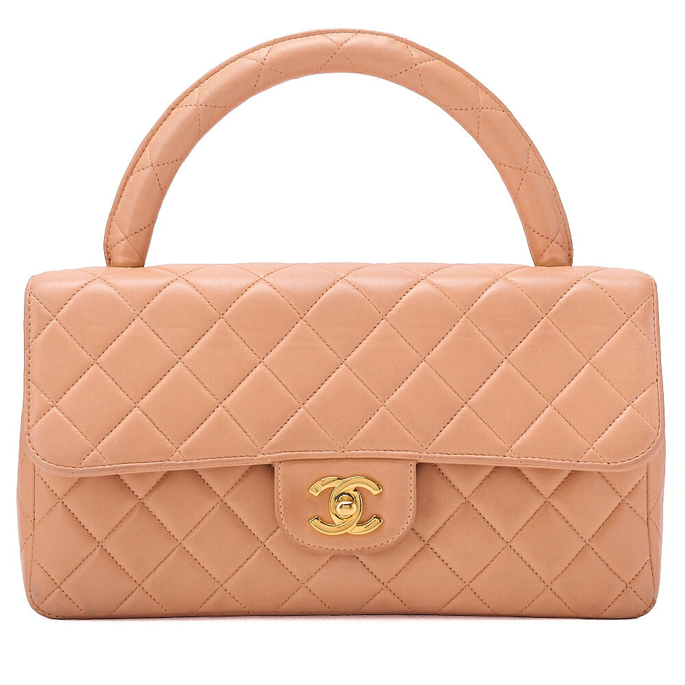 CHANEL Lambskin Matelasse Parent-Child Bag Parent Only Handbag Salmon Pink Gold-Tone Hardware, Pre-Owned